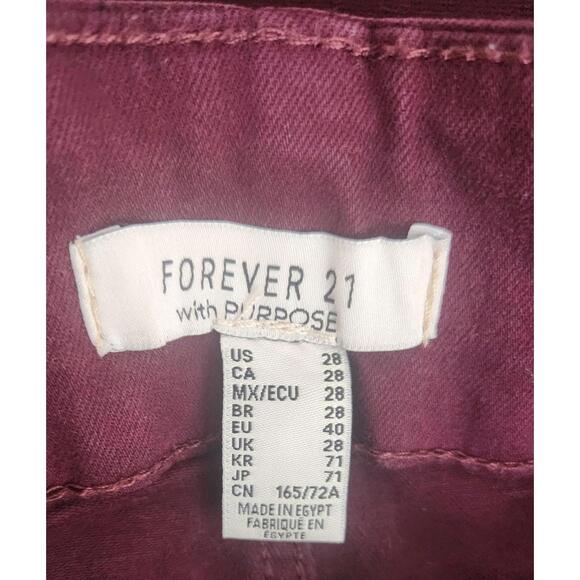 Forever 21 Pants Womens 28 Burgundy High Rise Flare Double Button Boho Style - Picture 6 of 6